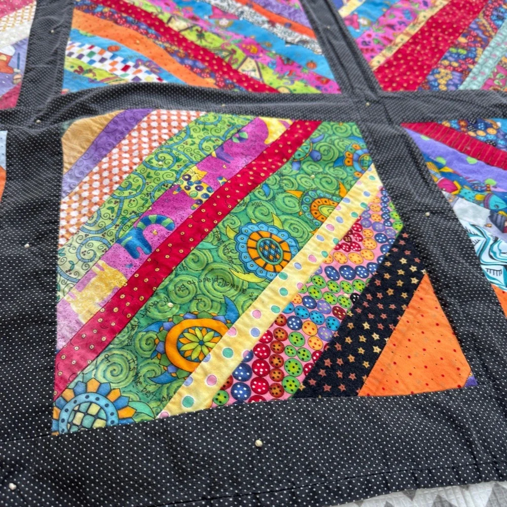 Vintage Scrappy Quilt Handmade Piecemakers Guild String Multicolor 54
